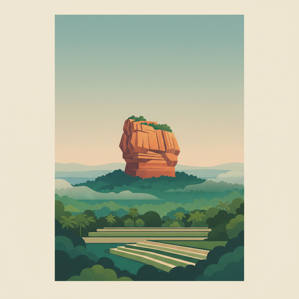 Sigiriya — illustrated travel poster