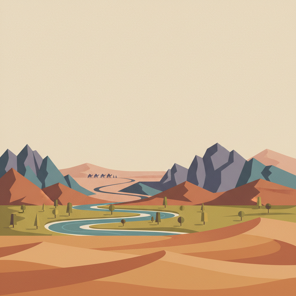 Silk Roads: Zarafshan-Karakum Corridor — illustrated travel poster