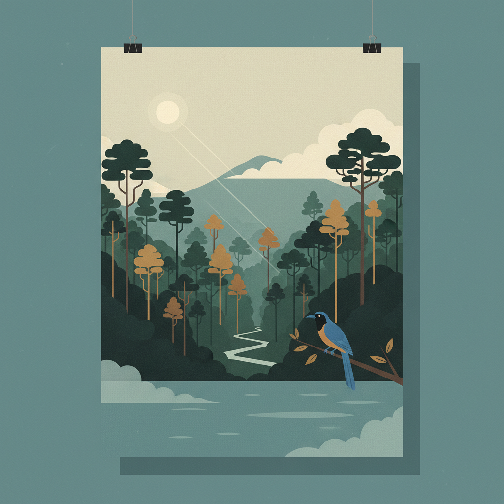 Sinharaja Forest Reserve — illustrated travel poster