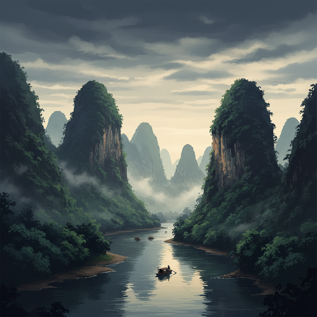 South China Karst — illustrated travel poster