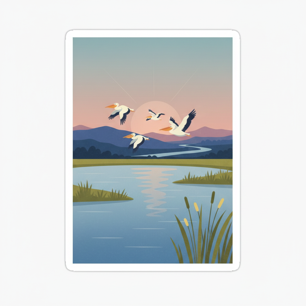 Srebarna Nature Reserve — illustrated travel poster