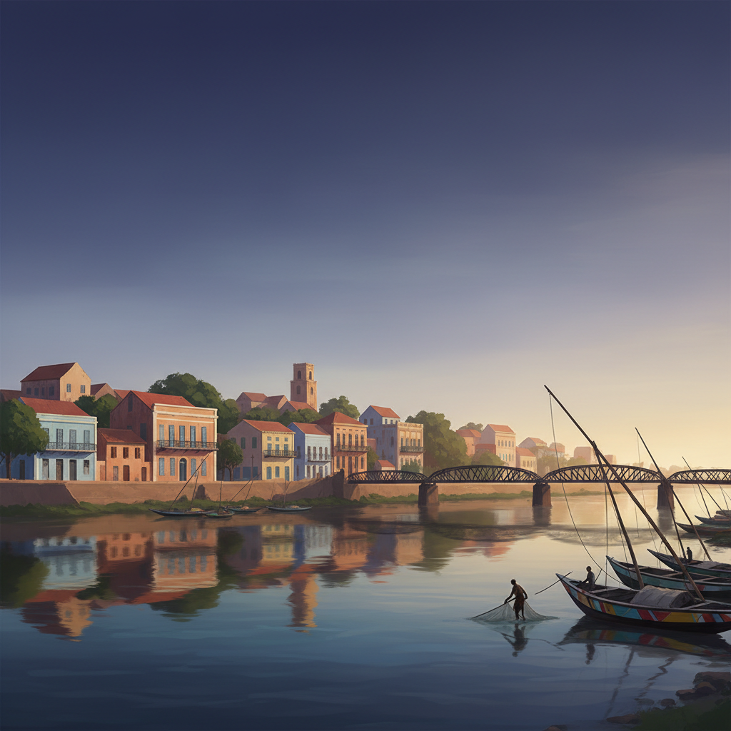 Island of Saint-Louis — illustrated travel poster
