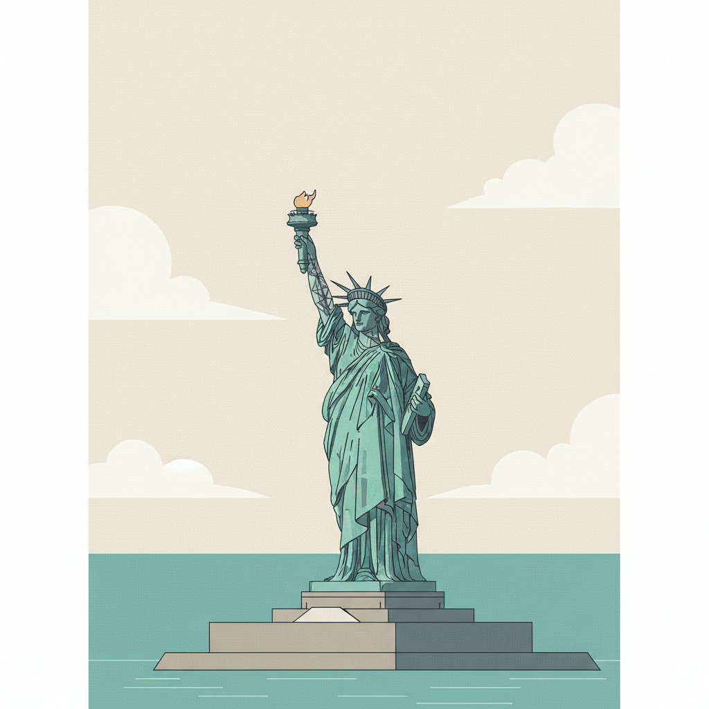 Statue of Liberty — illustrated travel poster