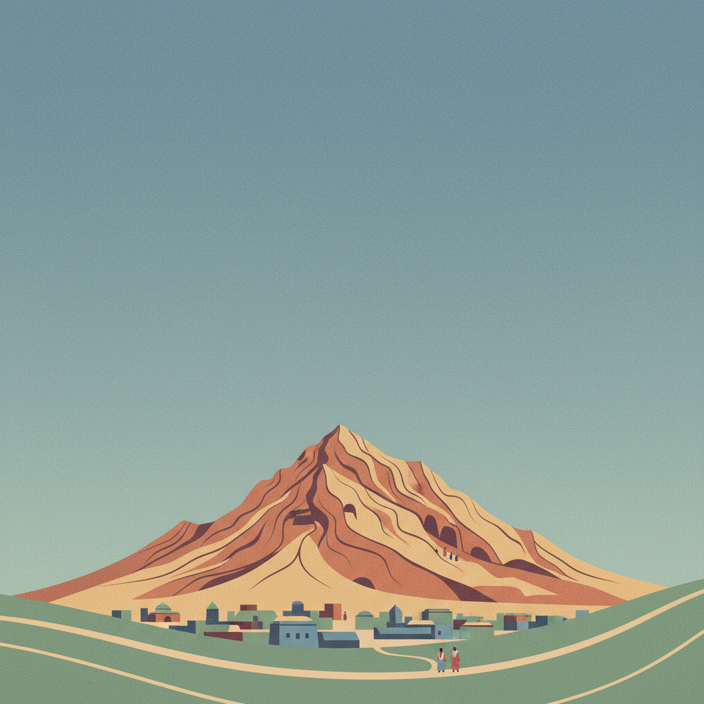 Sulaiman-Too Sacred Mountain — illustrated travel poster