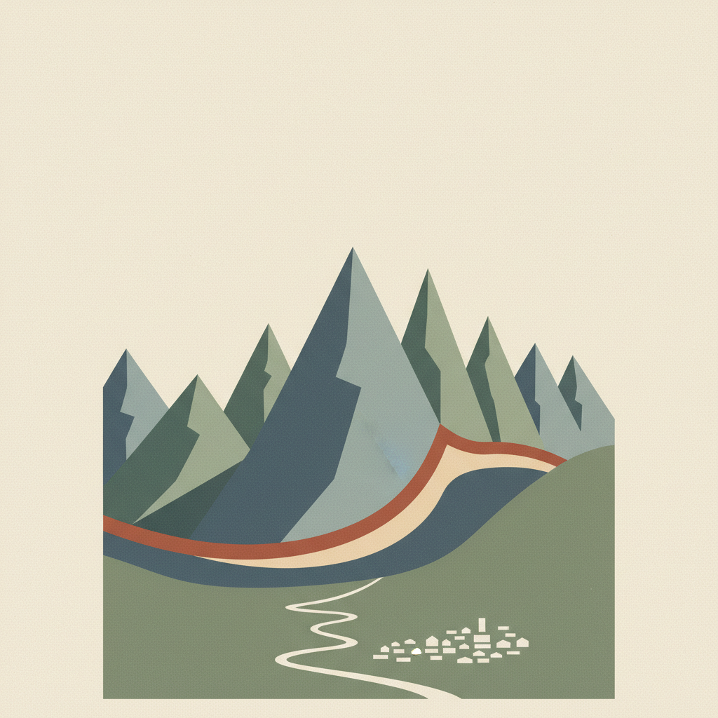 Swiss Tectonic Arena Sardona — illustrated travel poster