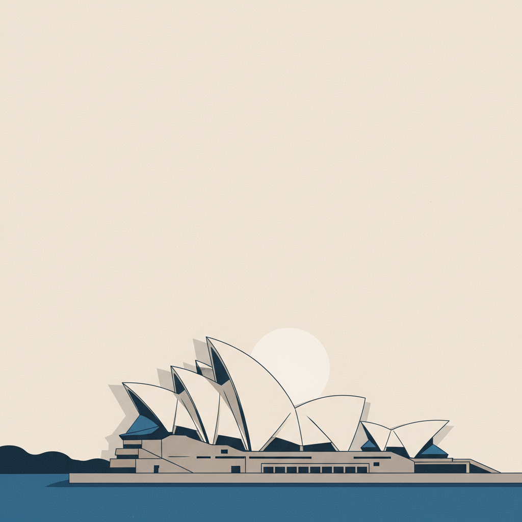 Sydney Opera House — illustrated travel poster