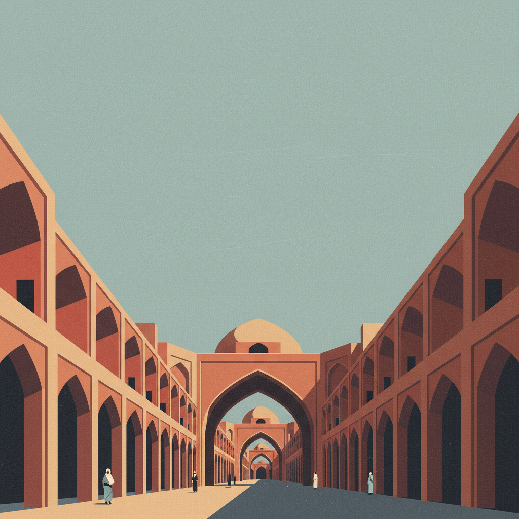 Tabriz Historic Bazaar Complex — illustrated travel poster