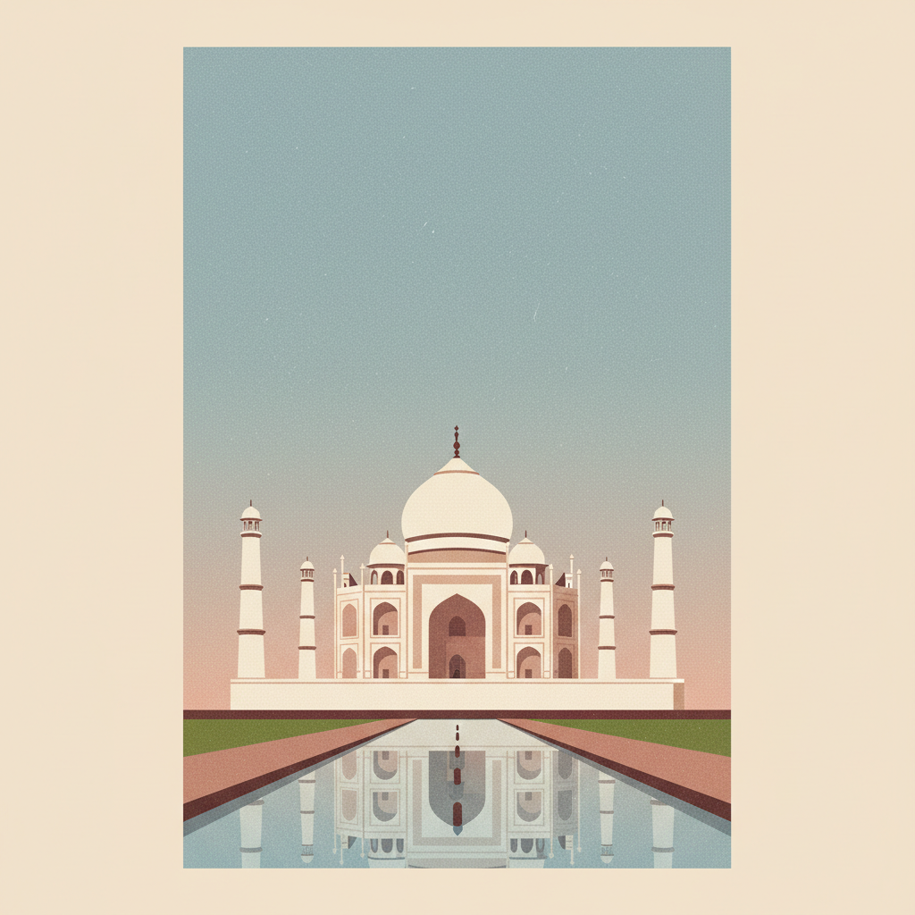 Taj Mahal — illustrated travel poster