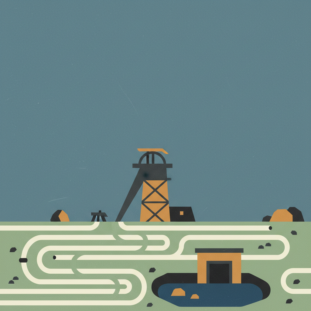 Tarnowskie Góry Lead-Silver-Zinc Mine and its Underground Water Management System — illustrated travel poster