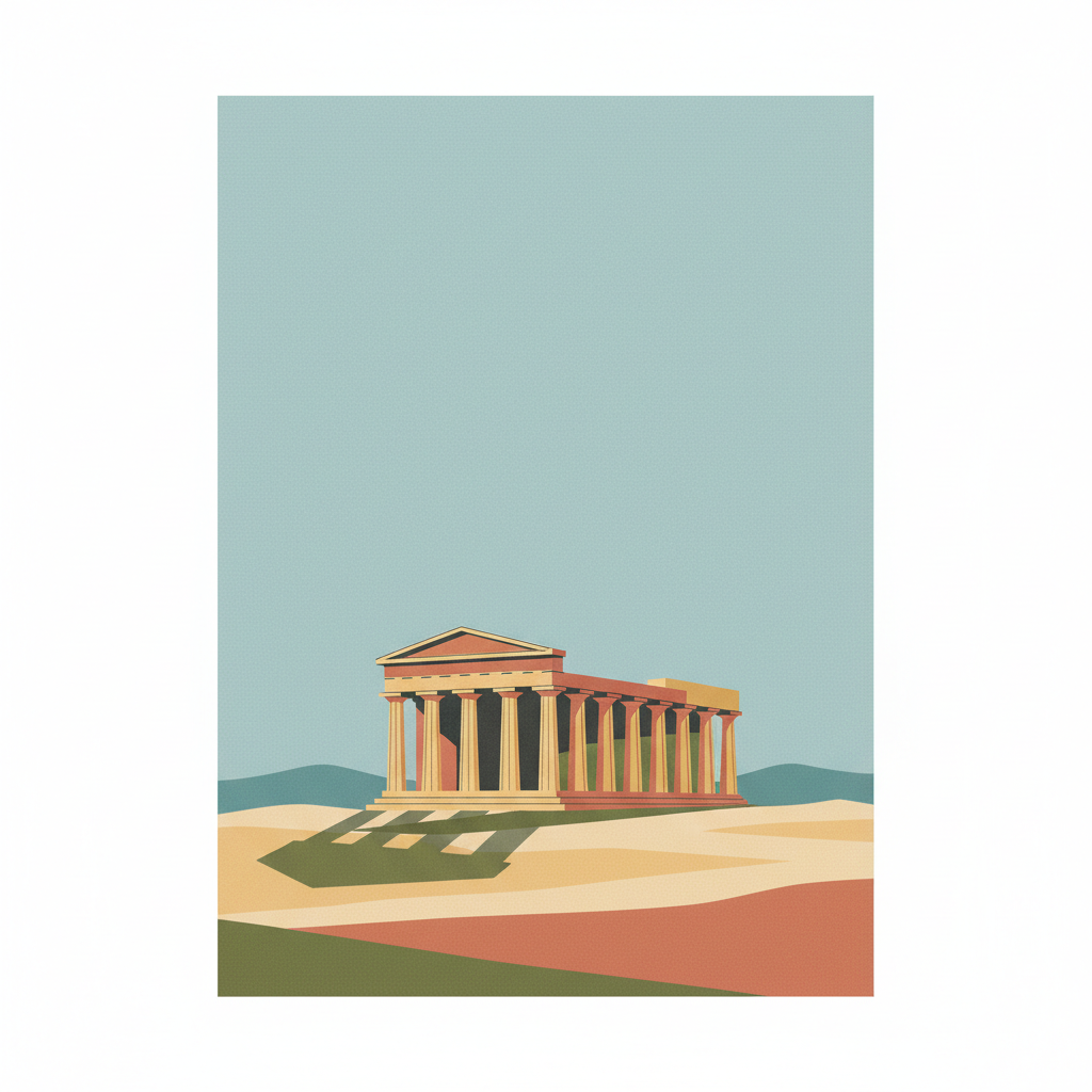 Temple of Apollo Epicurius at Bassae — illustrated travel poster