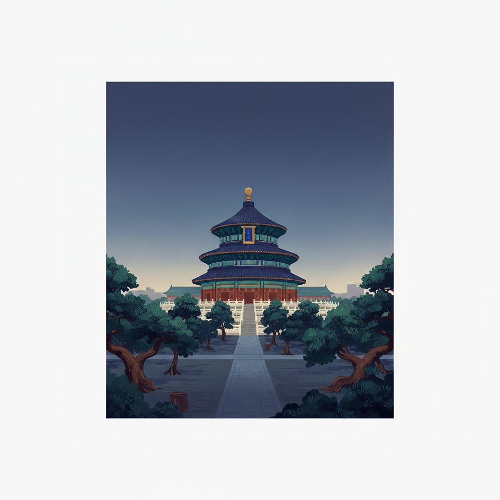 Temple of Heaven: an Imperial Sacrificial Altar in Beijing — illustrated travel poster