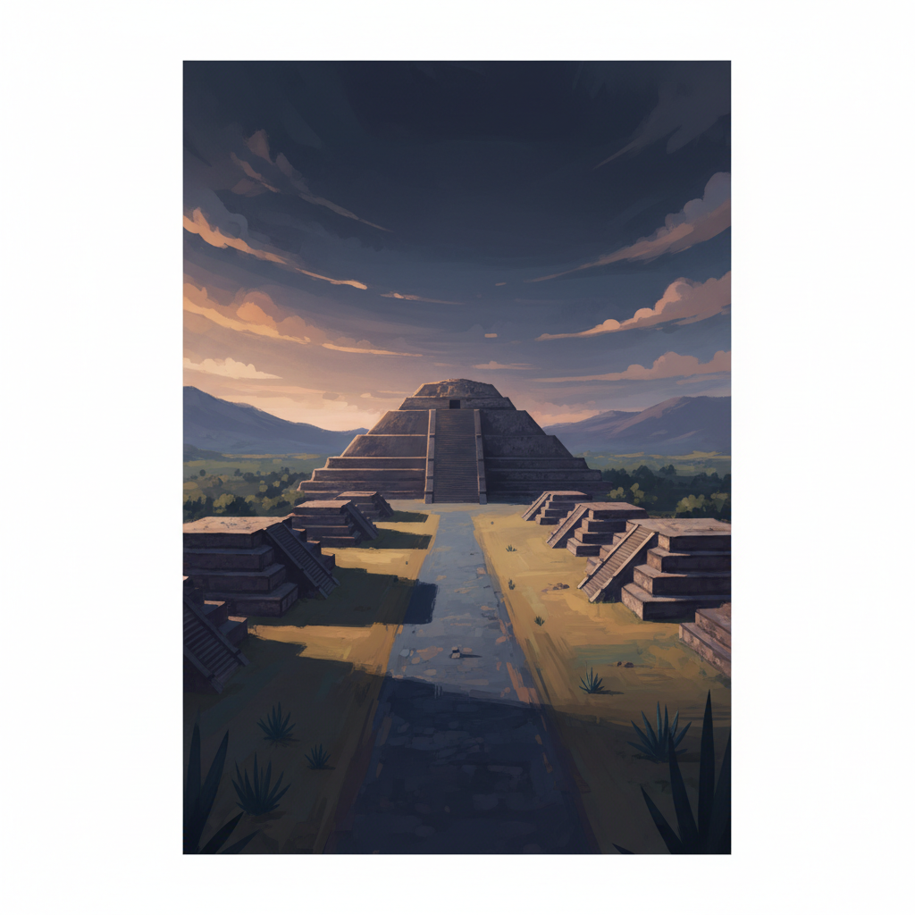 Pre-Hispanic City of Teotihuacan — illustrated travel poster