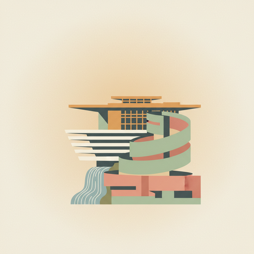The 20th-Century Architecture of Frank Lloyd Wright — illustrated travel poster