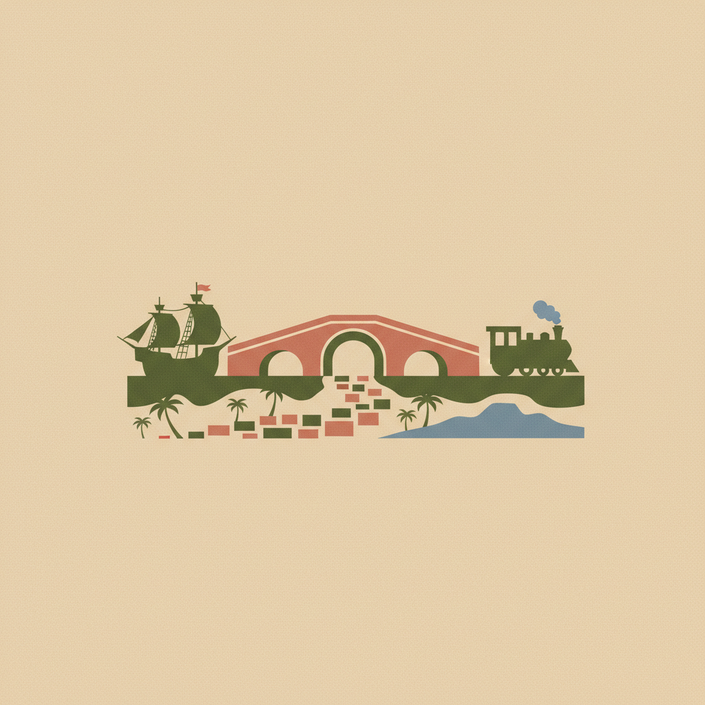 The Colonial Transisthmian Route of Panamá — illustrated travel poster
