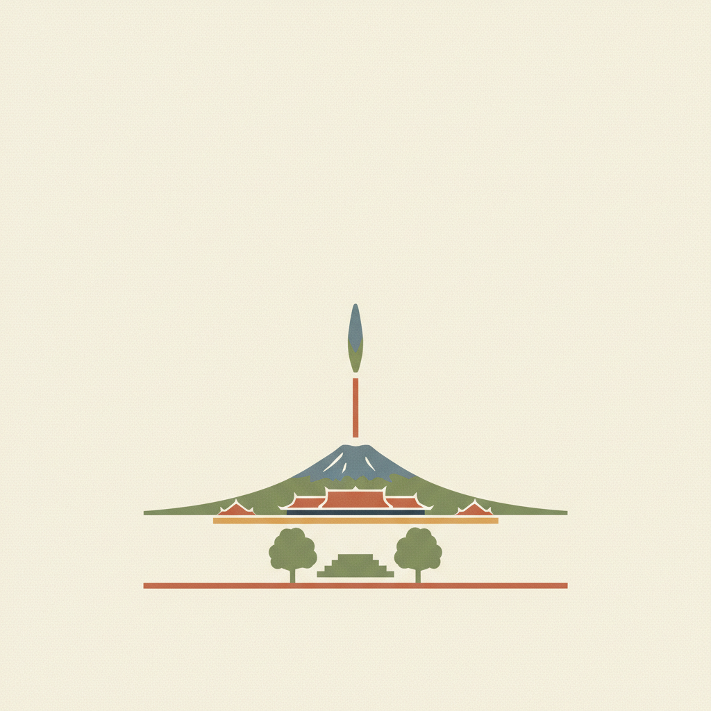 The Cosmological Axis of Yogyakarta and its Historic Landmarks — illustrated travel poster