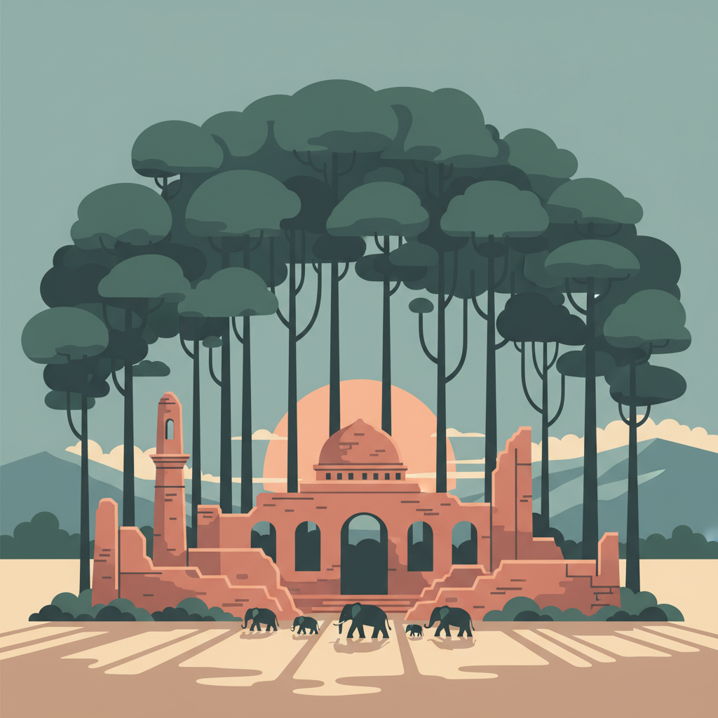 The Historic Town and Archaeological Site of Gedi — illustrated travel poster