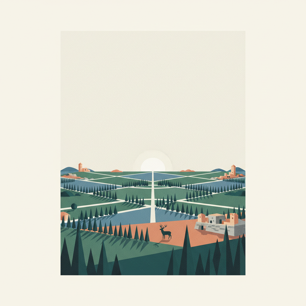 The par force hunting landscape in North Zealand — illustrated travel poster