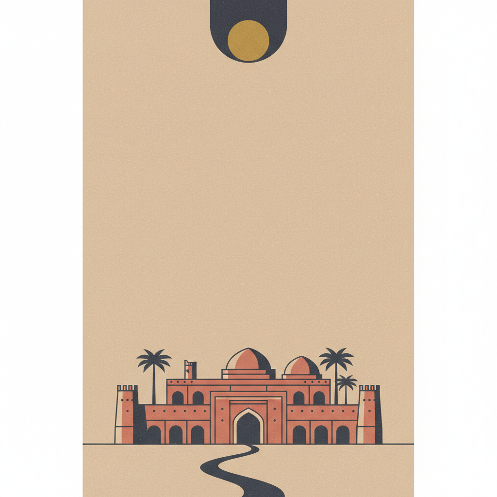 The Persian Caravanserai — illustrated travel poster