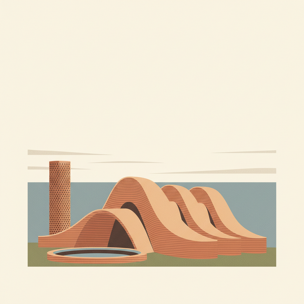 The work of engineer Eladio Dieste: Church of Atlántida — illustrated travel poster