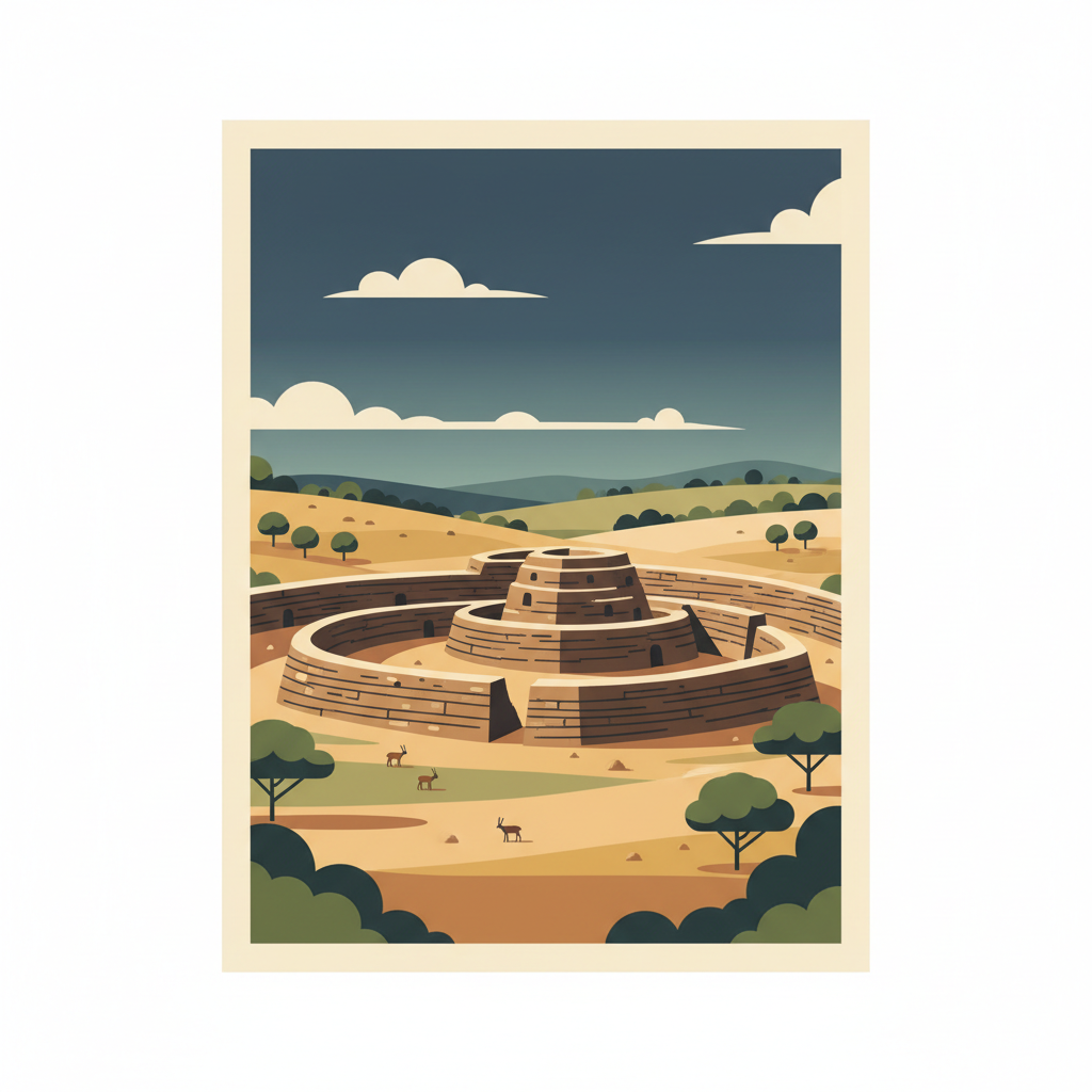 Thimlich Ohinga Archaeological Site — illustrated travel poster