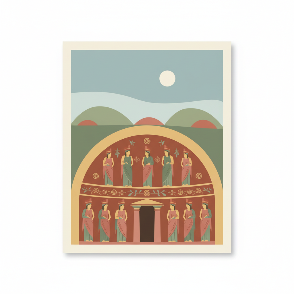Thracian Tomb of Sveshtari — illustrated travel poster