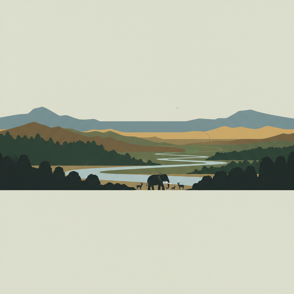 Thungyai-Huai Kha Khaeng Wildlife Sanctuaries — illustrated travel poster
