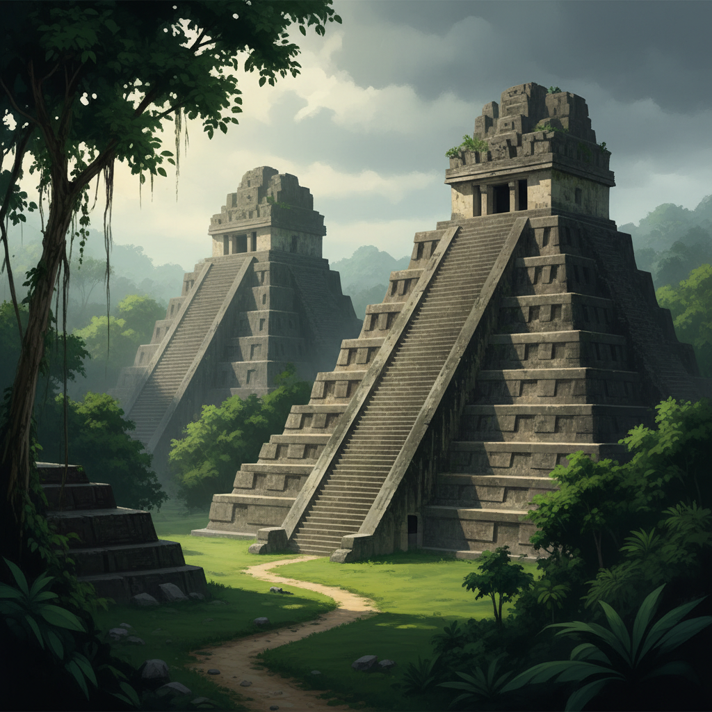 Tikal National Park — illustrated travel poster
