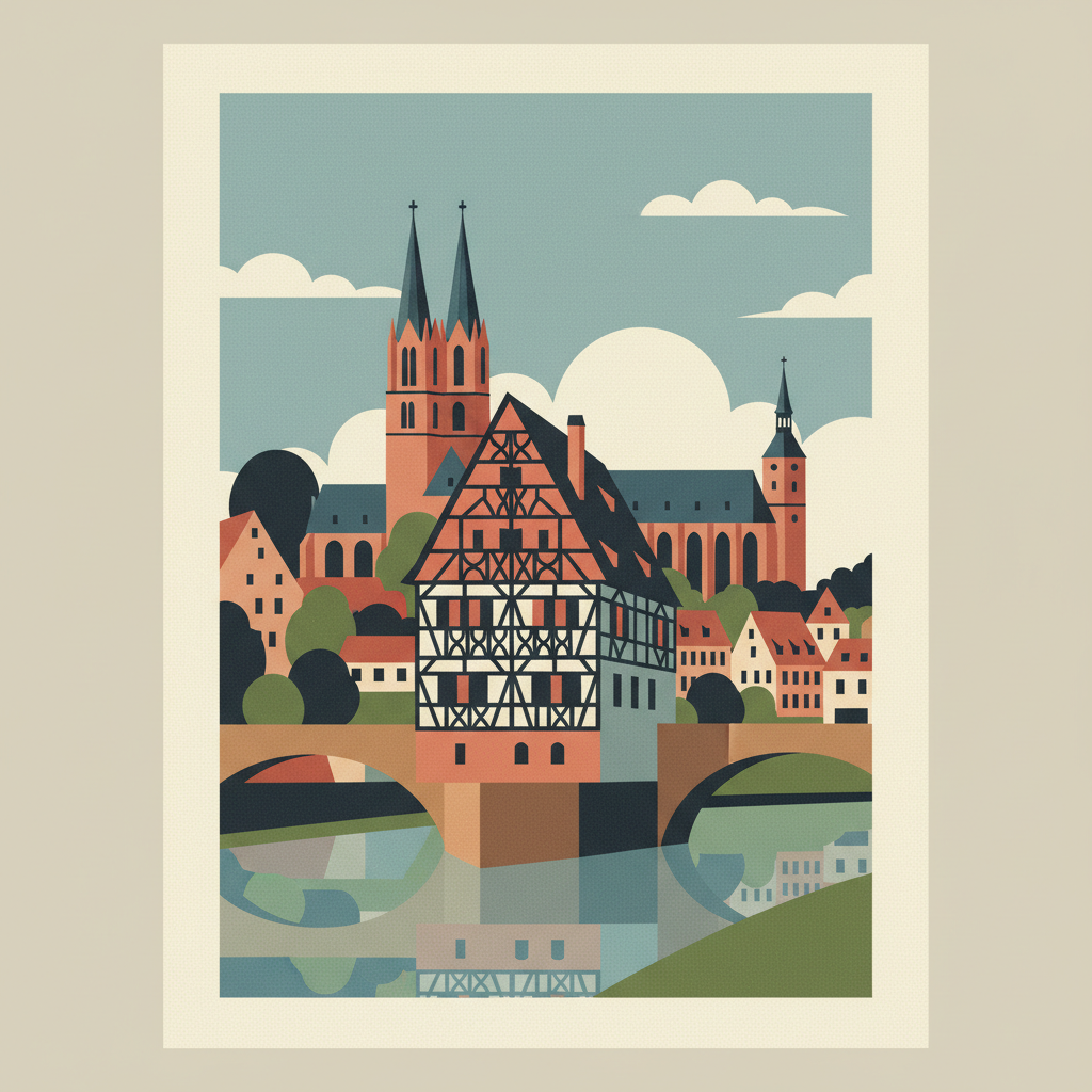 Town of Bamberg — illustrated travel poster