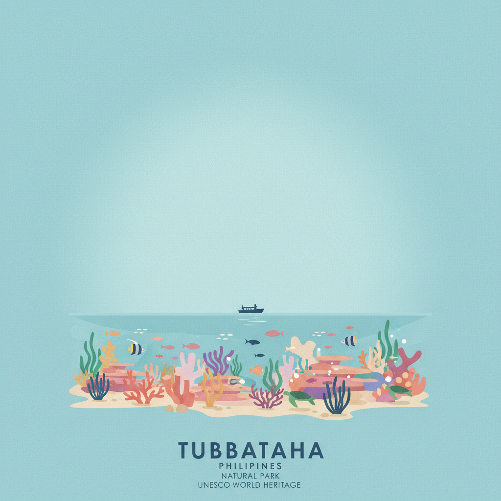 Tubbataha Reefs Natural Park — illustrated travel poster