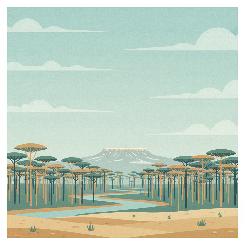 Tugay forests of the Tigrovaya Balka Nature Reserve — illustrated travel poster