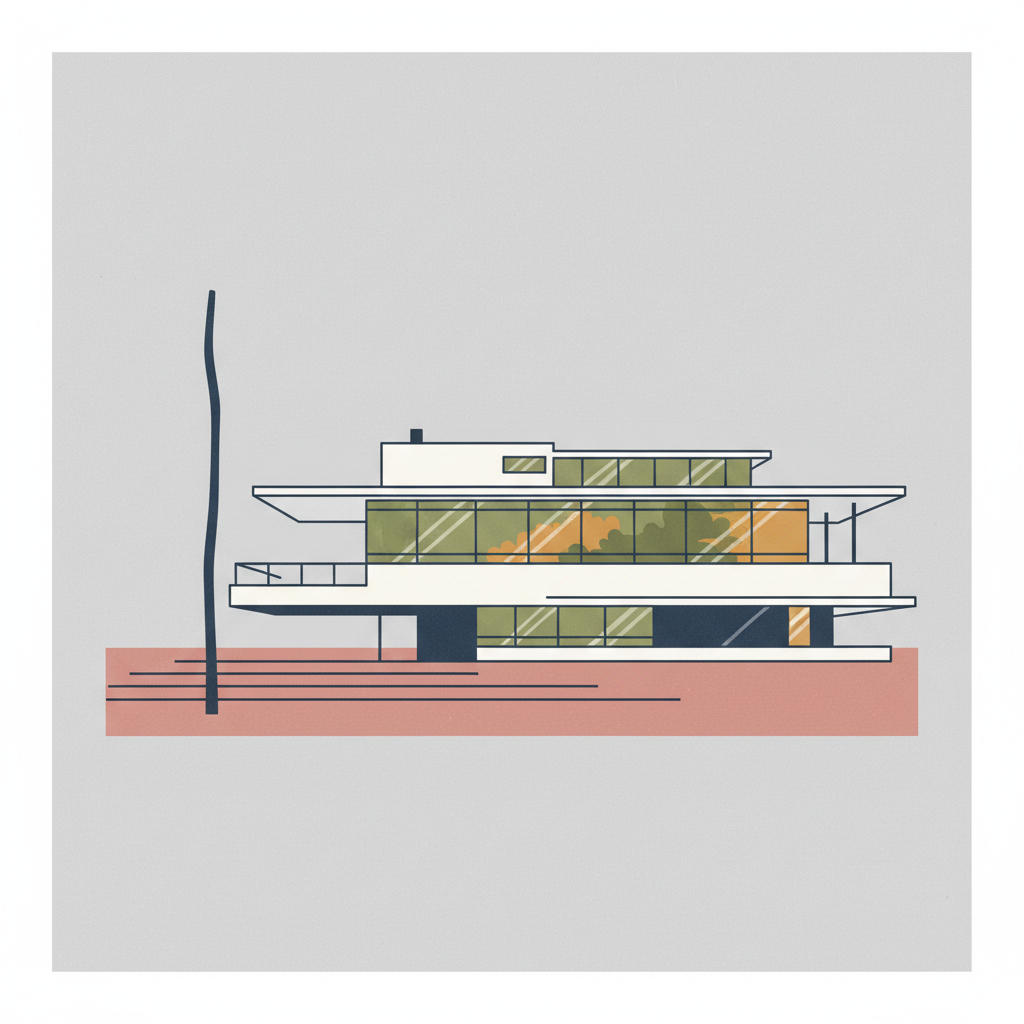 Tugendhat Villa in Brno — illustrated travel poster