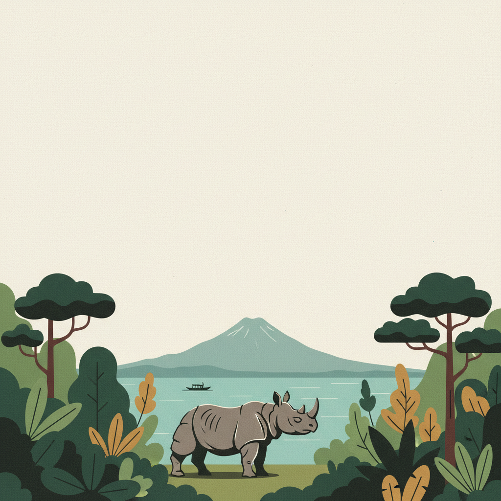 Ujung Kulon National Park — illustrated travel poster