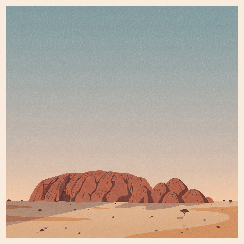 Ulu<U>r</U>u-Kata Tju<U>t</U>a National Park — illustrated travel poster