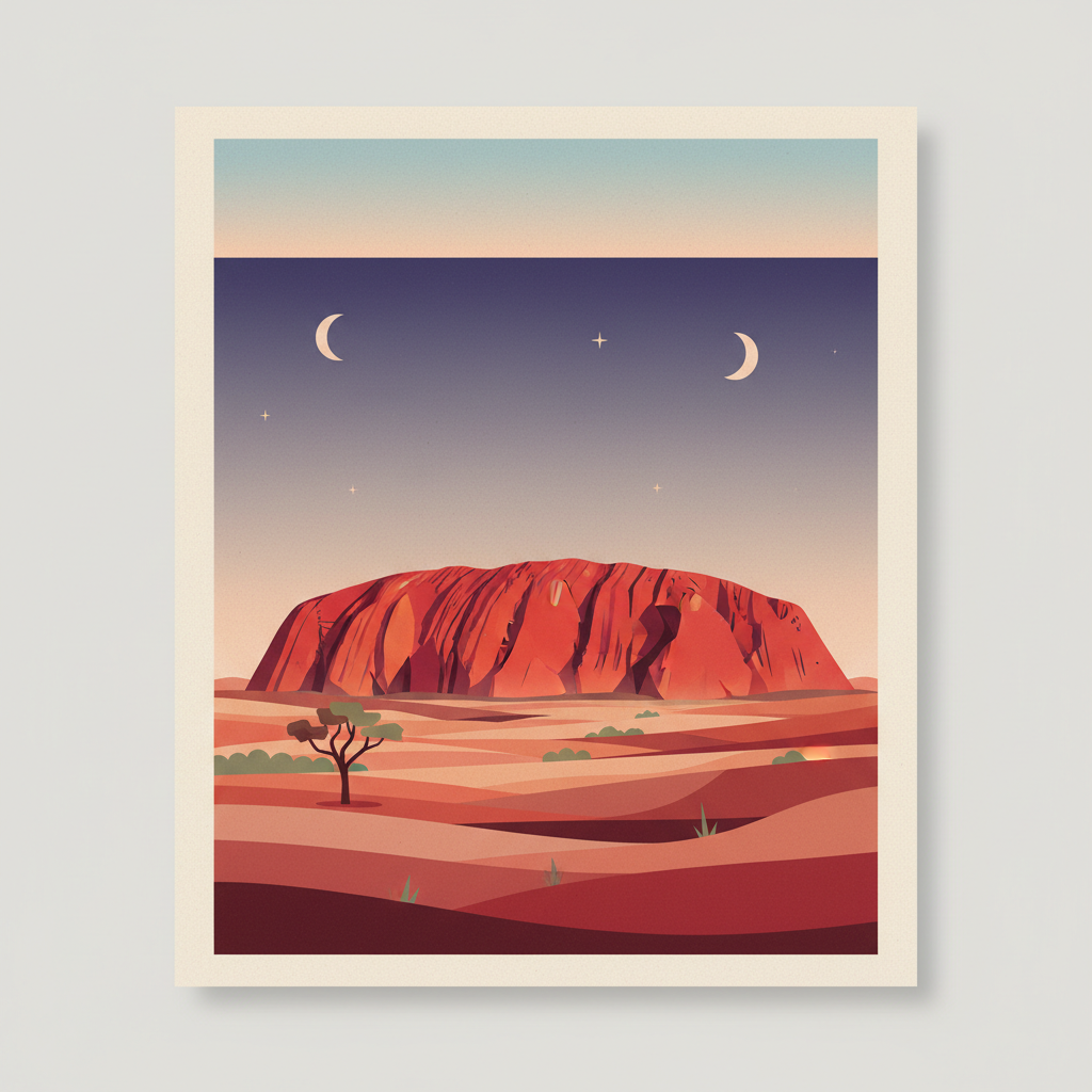 Uluṟu-Kata Tjuṯa — illustrated travel poster