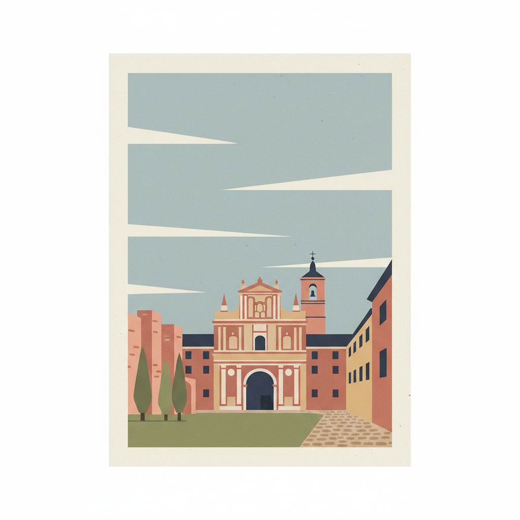 University and Historic Precinct of Alcalá de Henares — illustrated travel poster