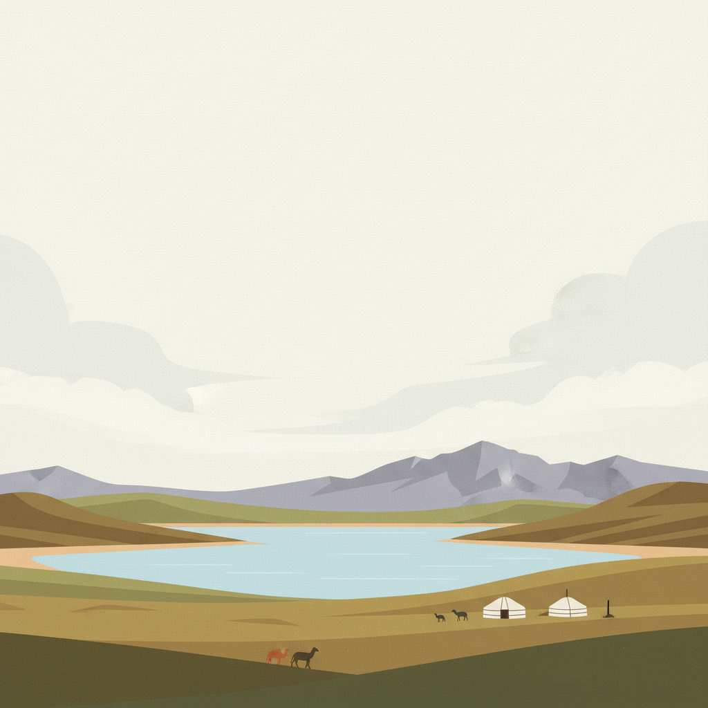 Uvs Nuur Basin — illustrated travel poster