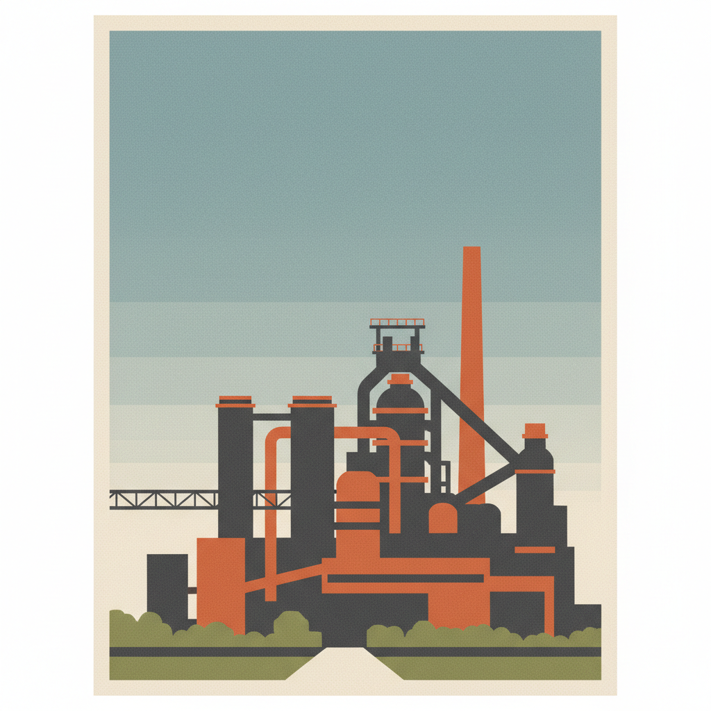 Völklingen Ironworks — illustrated travel poster