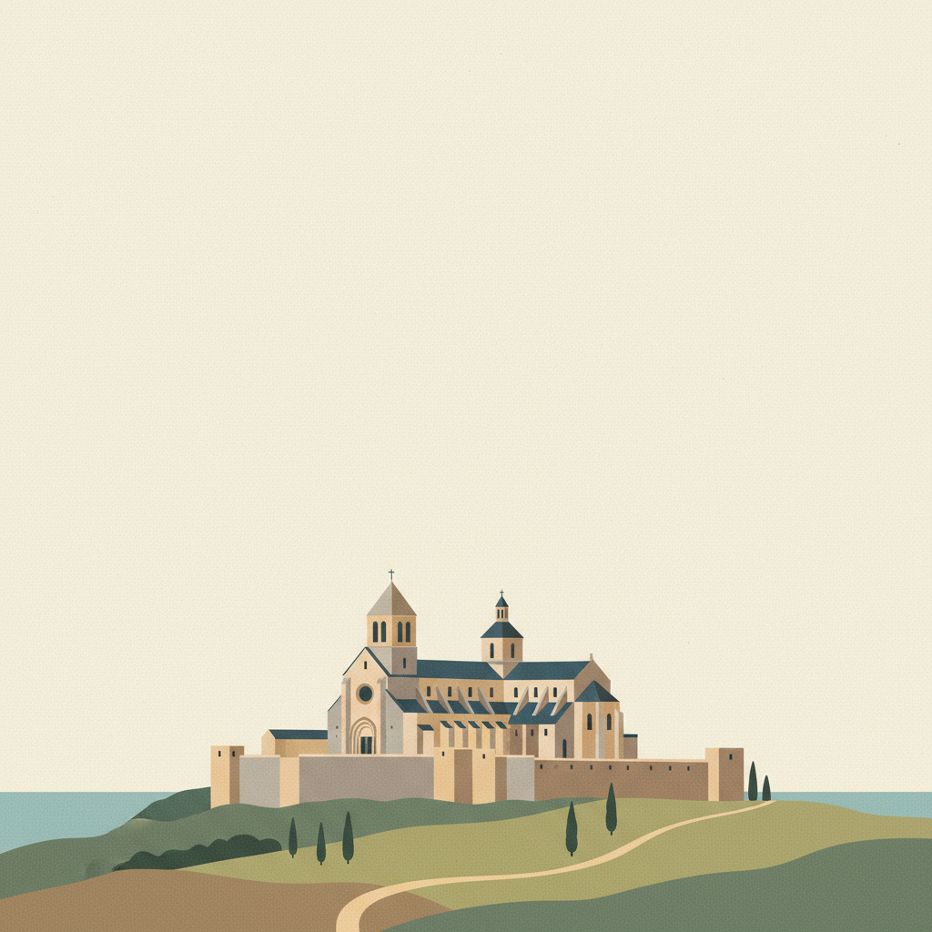 Vézelay, Church and Hill — illustrated travel poster