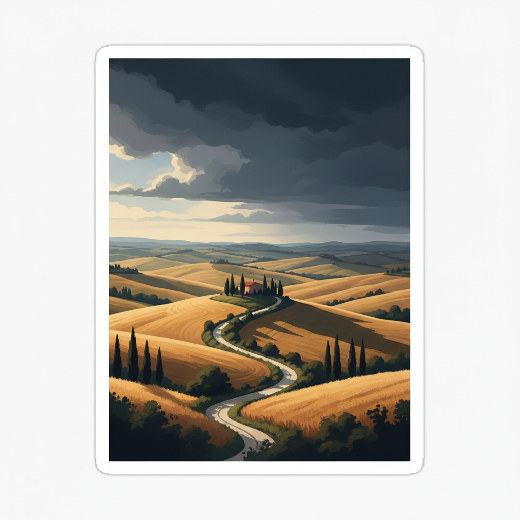 Val d'Orcia — illustrated travel poster