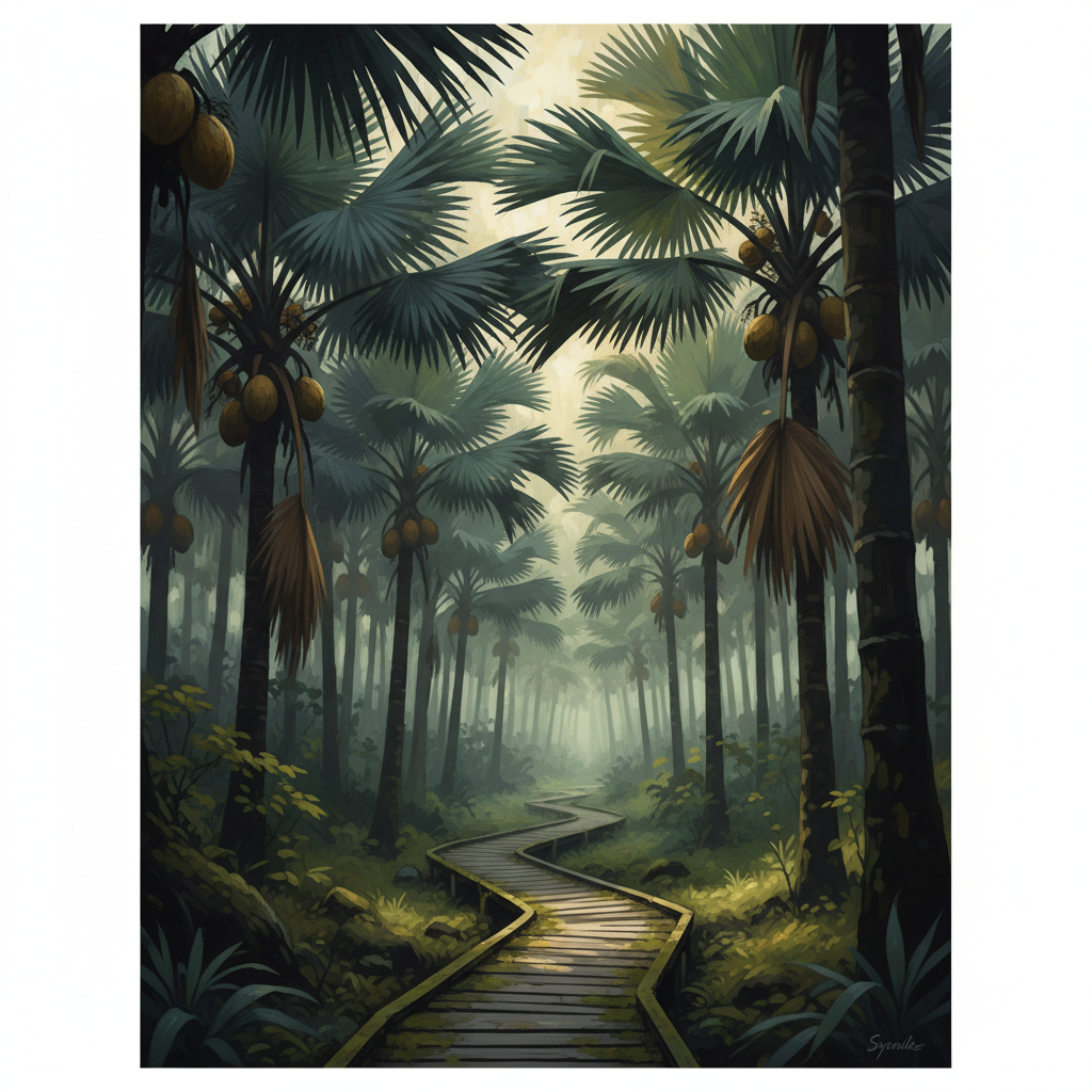 Vallée de Mai Nature Reserve — illustrated travel poster