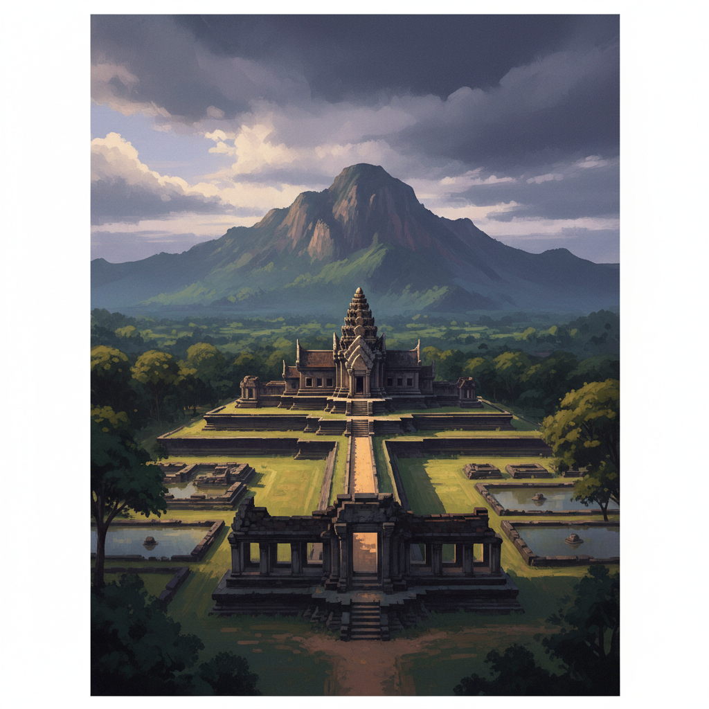 Vat Phou and Associated Ancient Settlements within the Champasak Cultural Landscape — illustrated travel poster