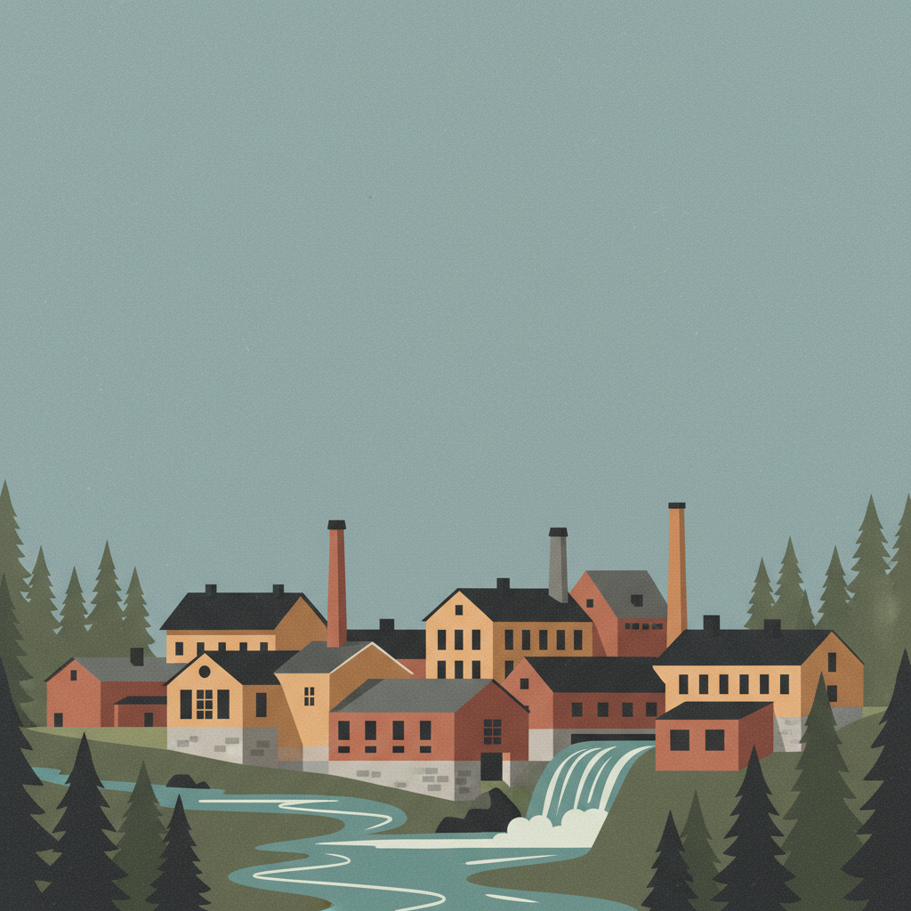 Verla Groundwood and Board Mill — illustrated travel poster