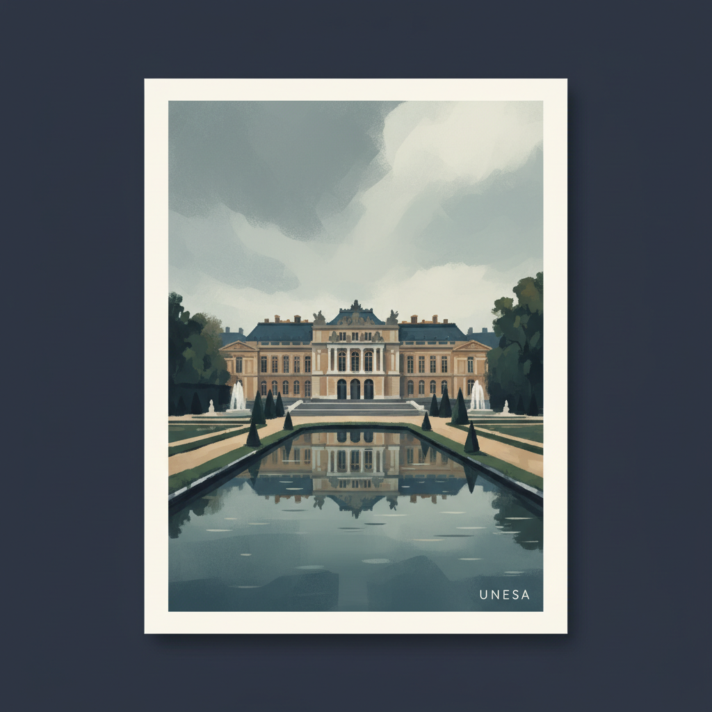 Palace and Park of Versailles — illustrated travel poster