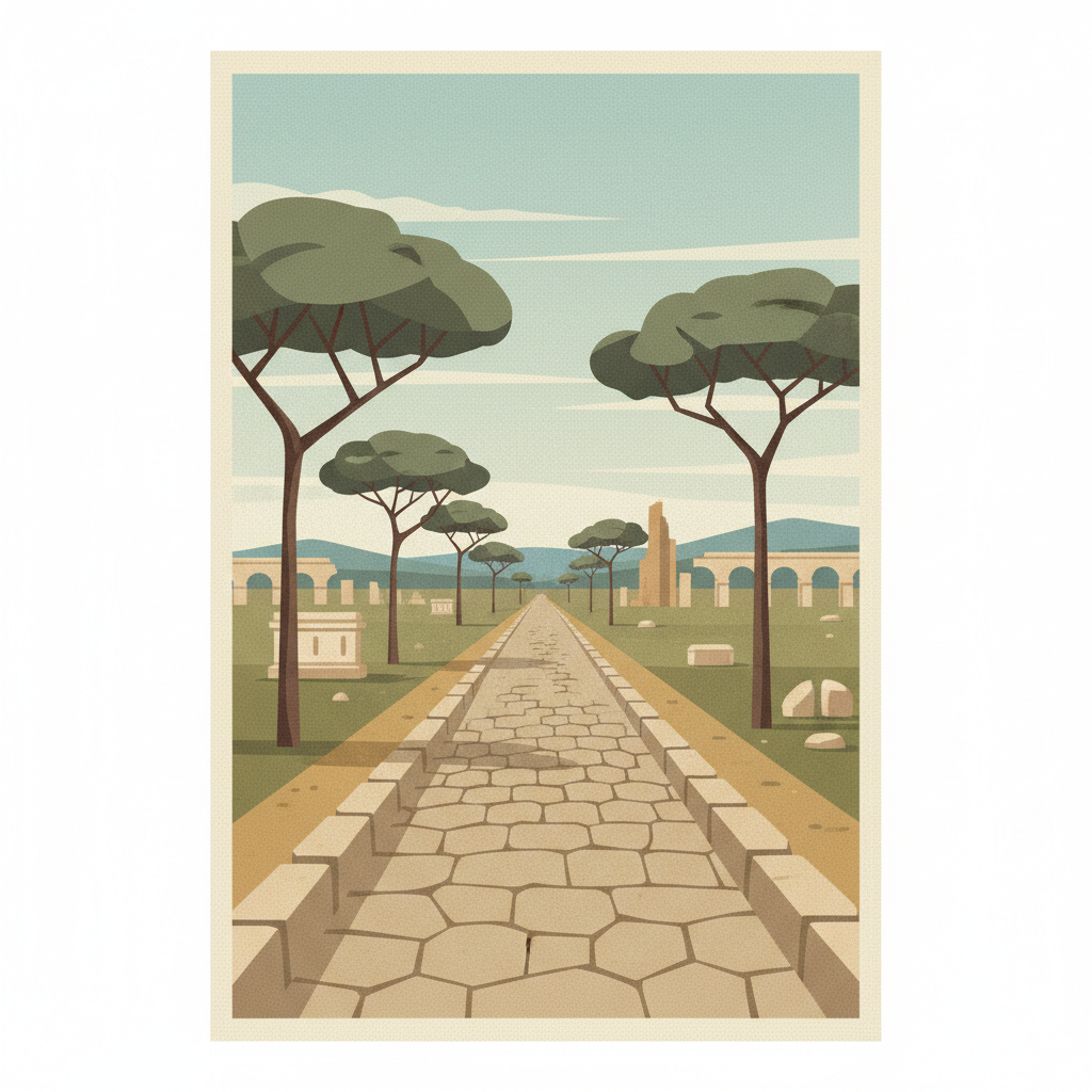 Via Appia. <em>Regina Viarum</em> — illustrated travel poster