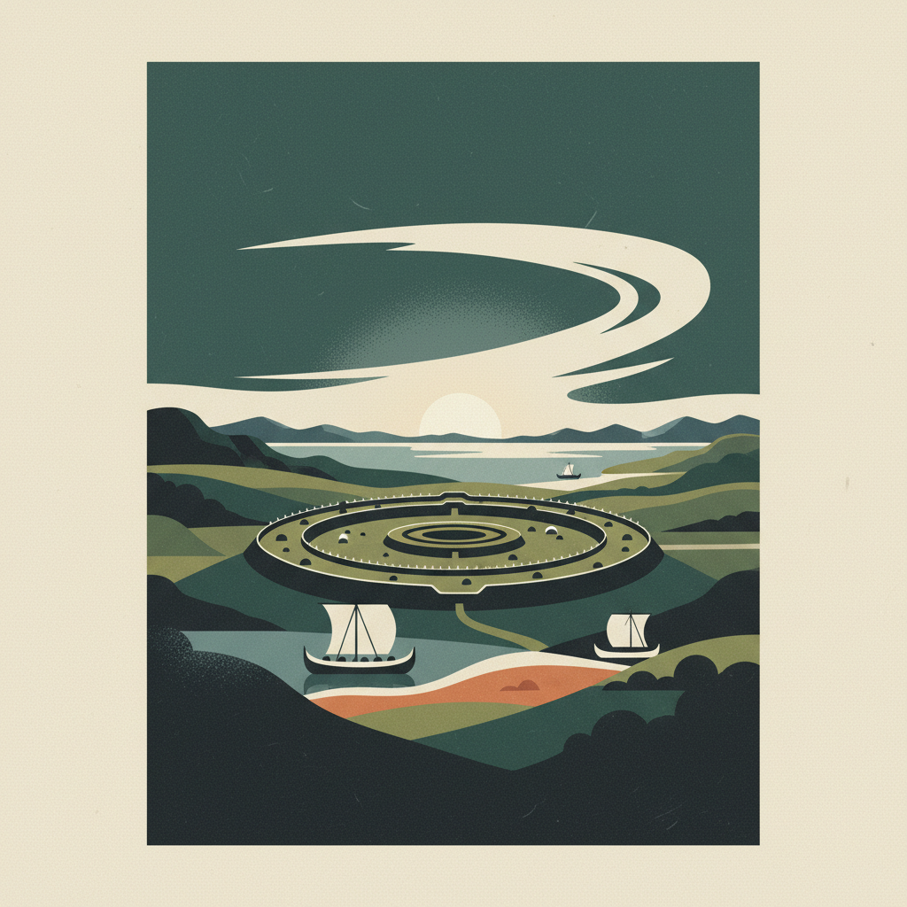 Viking-Age Ring Fortresses — illustrated travel poster