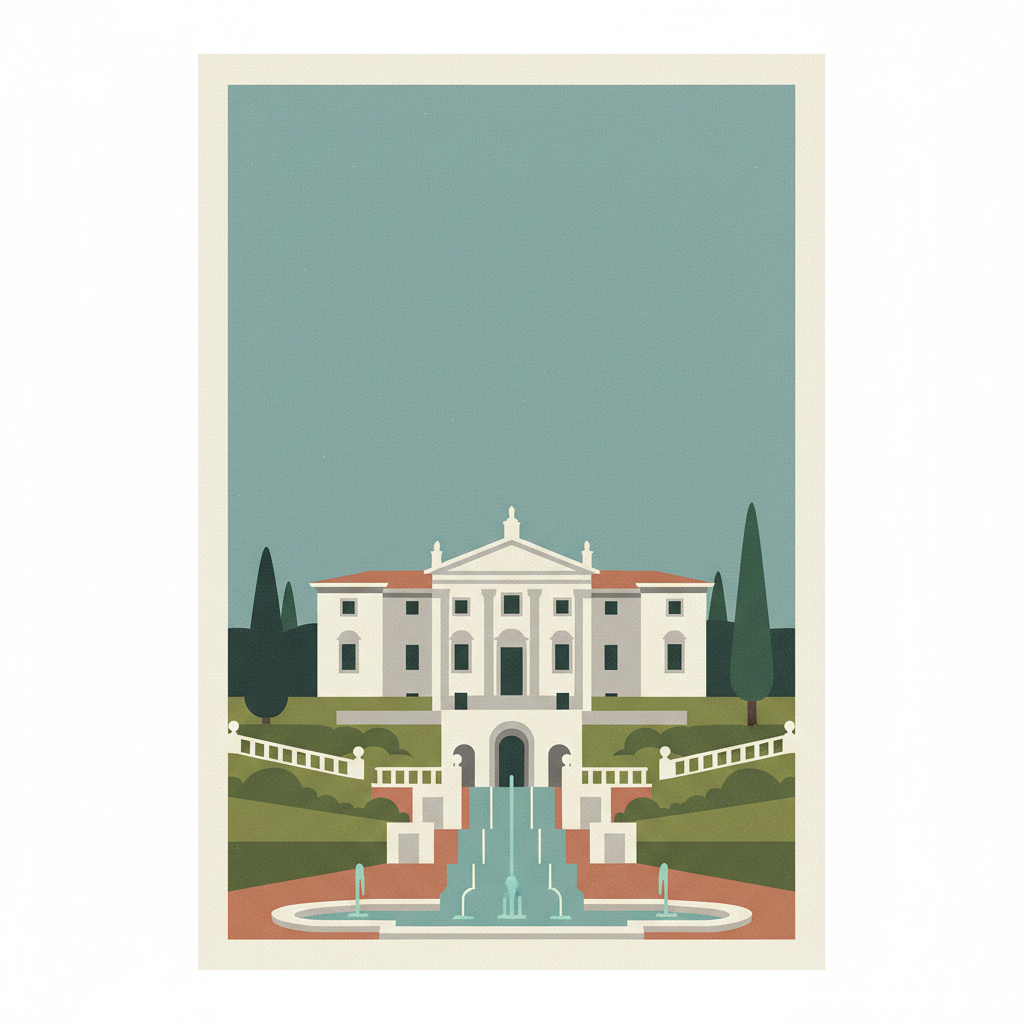 Villa d'Este, Tivoli — illustrated travel poster