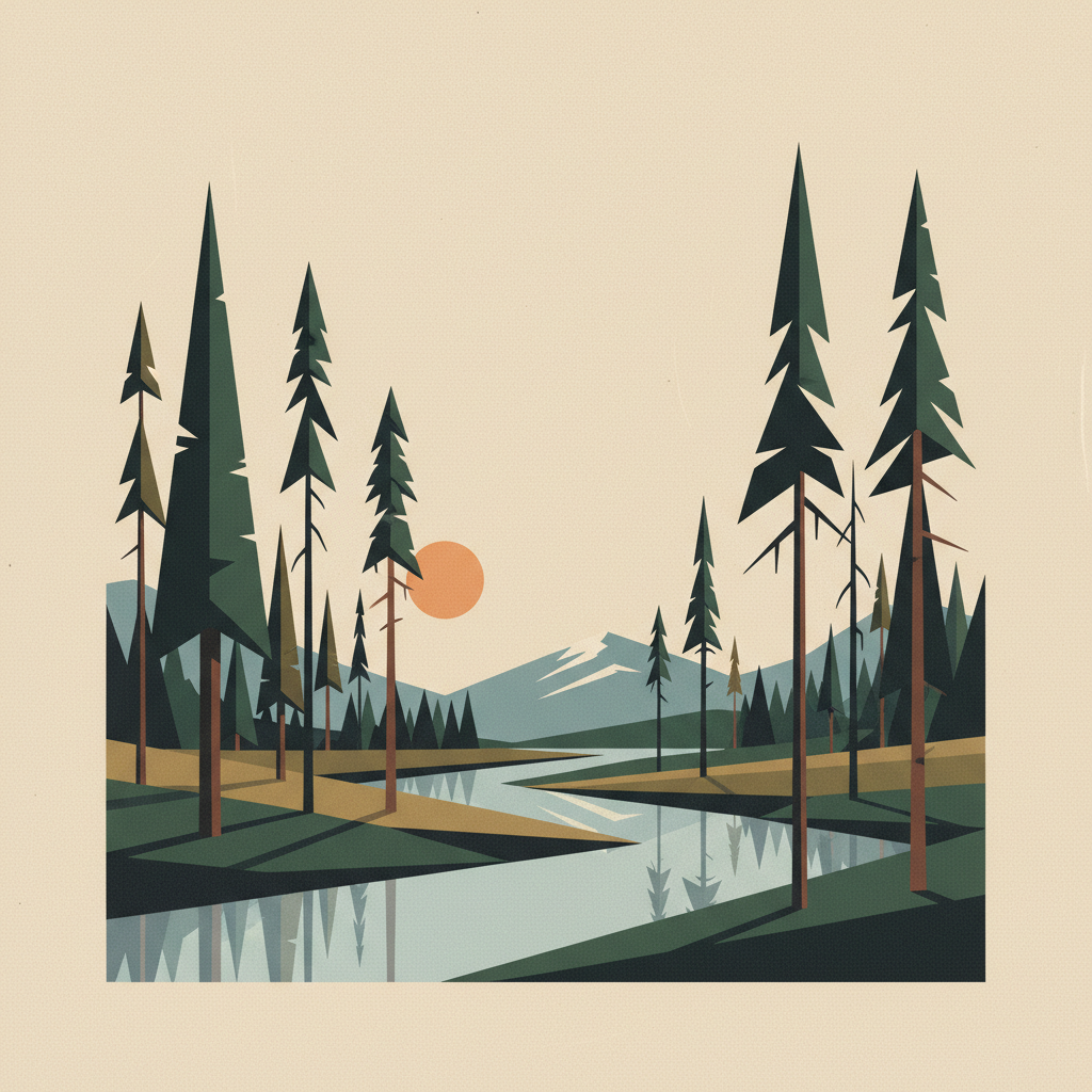 Virgin Komi Forests — illustrated travel poster