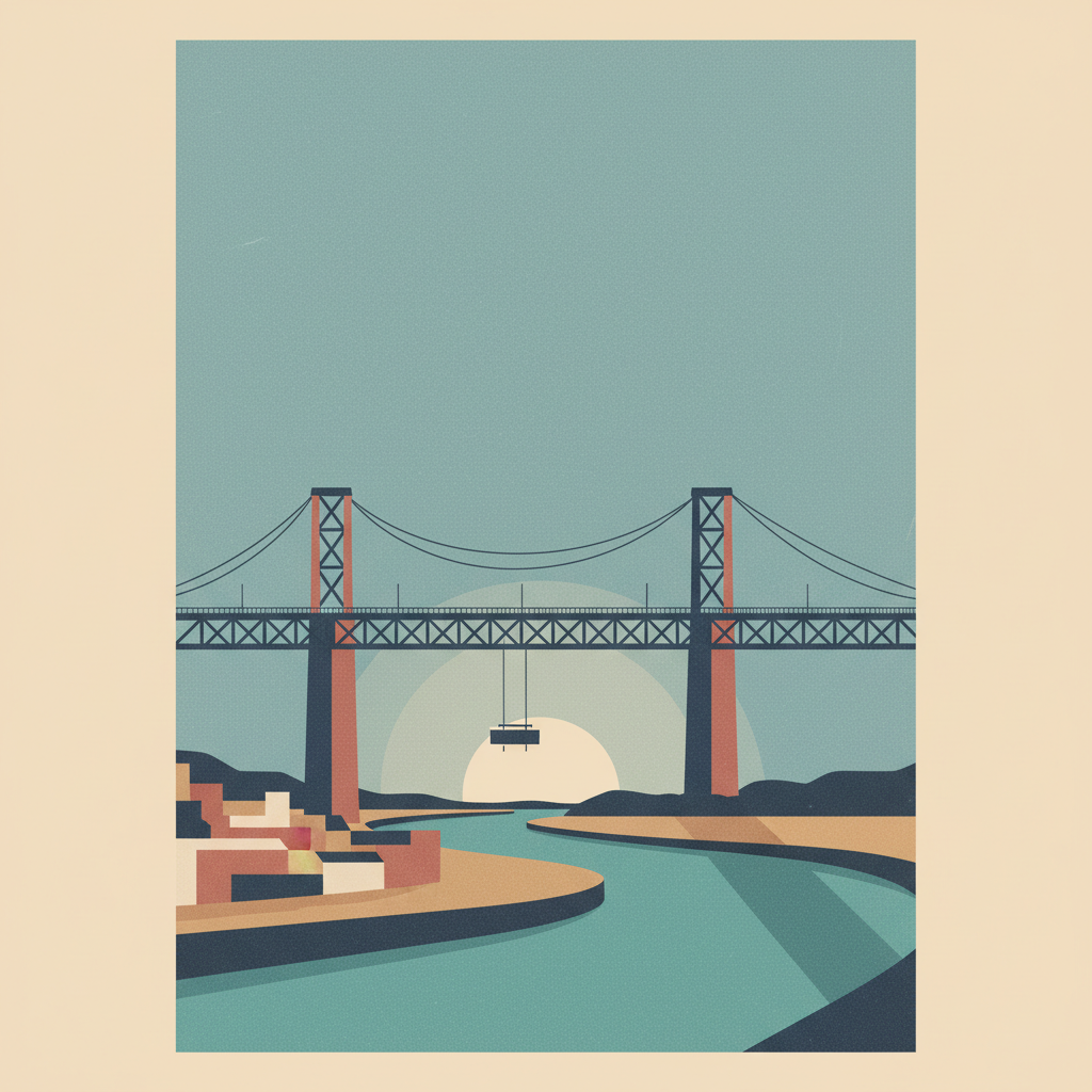 Vizcaya Bridge — illustrated travel poster