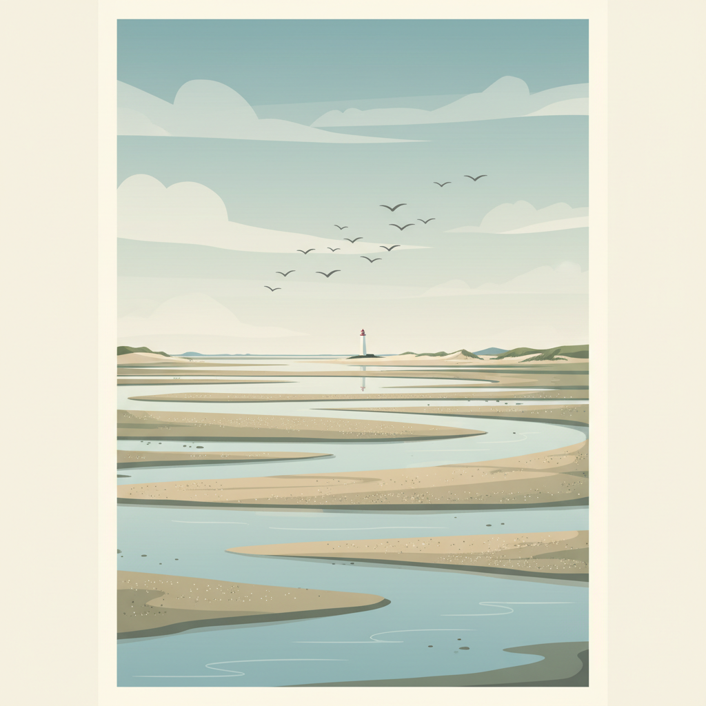 Wadden Sea — illustrated travel poster