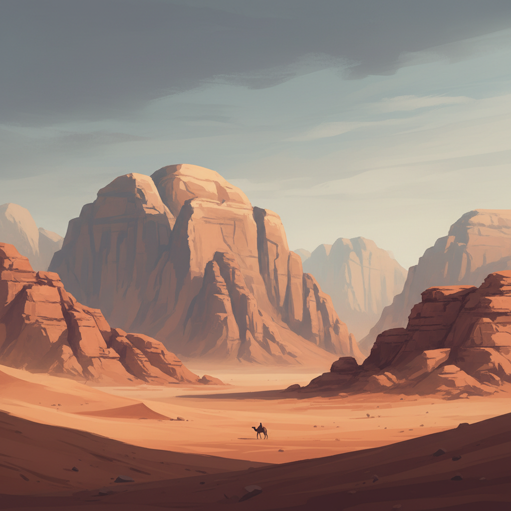 Wadi Rum Protected Area — illustrated travel poster